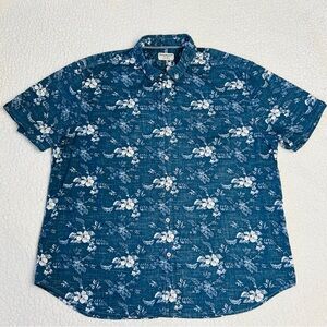 Tommy Bahama Button Down Shirt Men's XXL Blue Tropical Floral Hawaiian Pocket